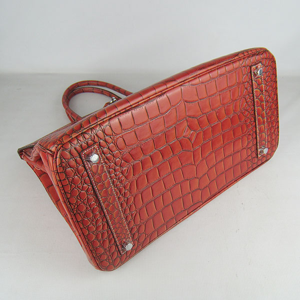 Replica Hermes Birkin 40CM Crocodile Veins Leather Bag Dark Orange 6099 Online - Click Image to Close